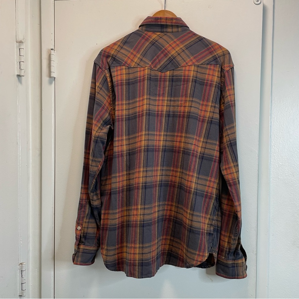 LUCKY BRAND Mens Shirt Large Snap Long-Sleeve Saturday Stretch Western Plaid - Picture 2 of 16